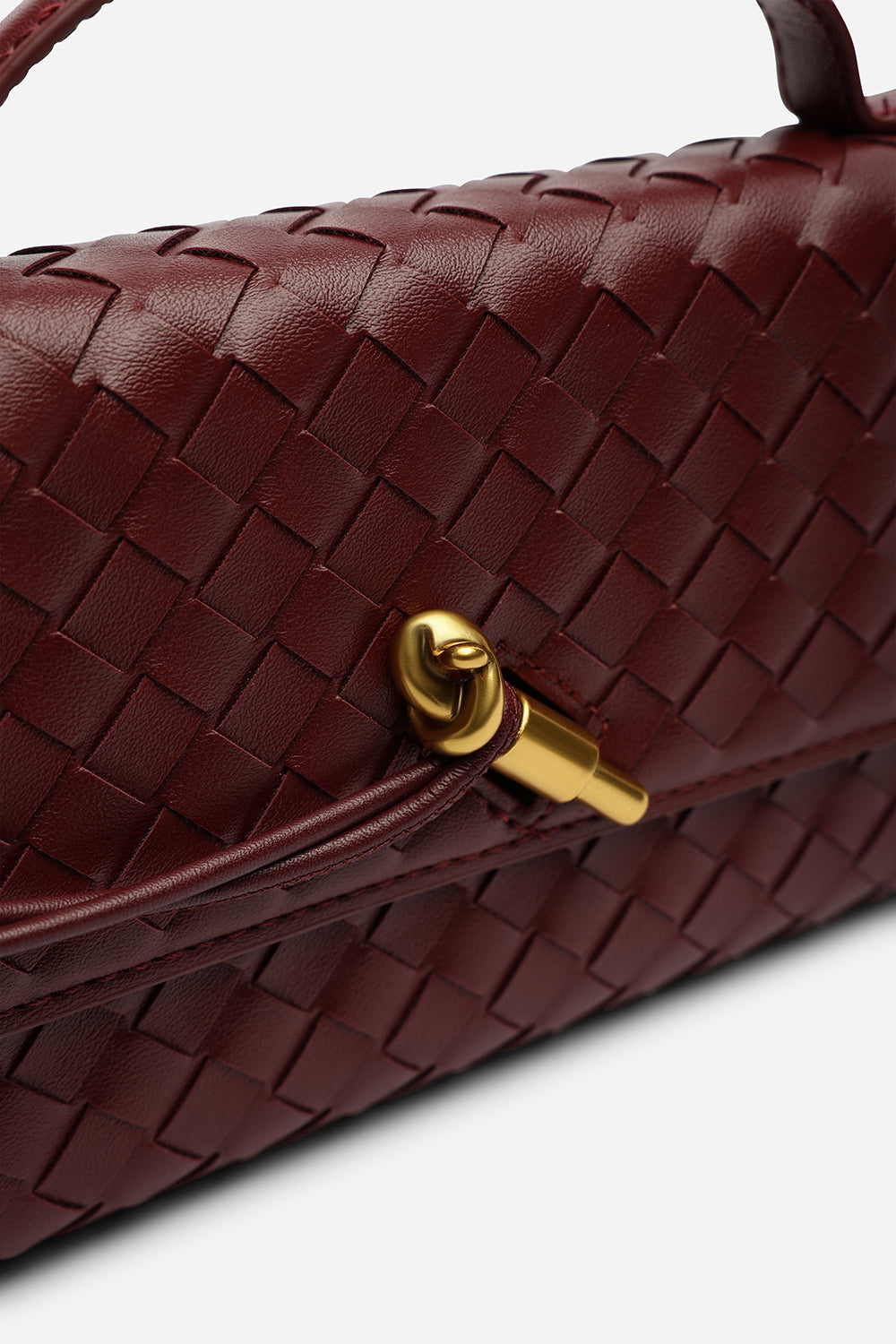 Petal Envelope Style Woven Clutch Bag In Burgundy