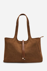 Cabana Cognac Suede Shoulder Tote Bag