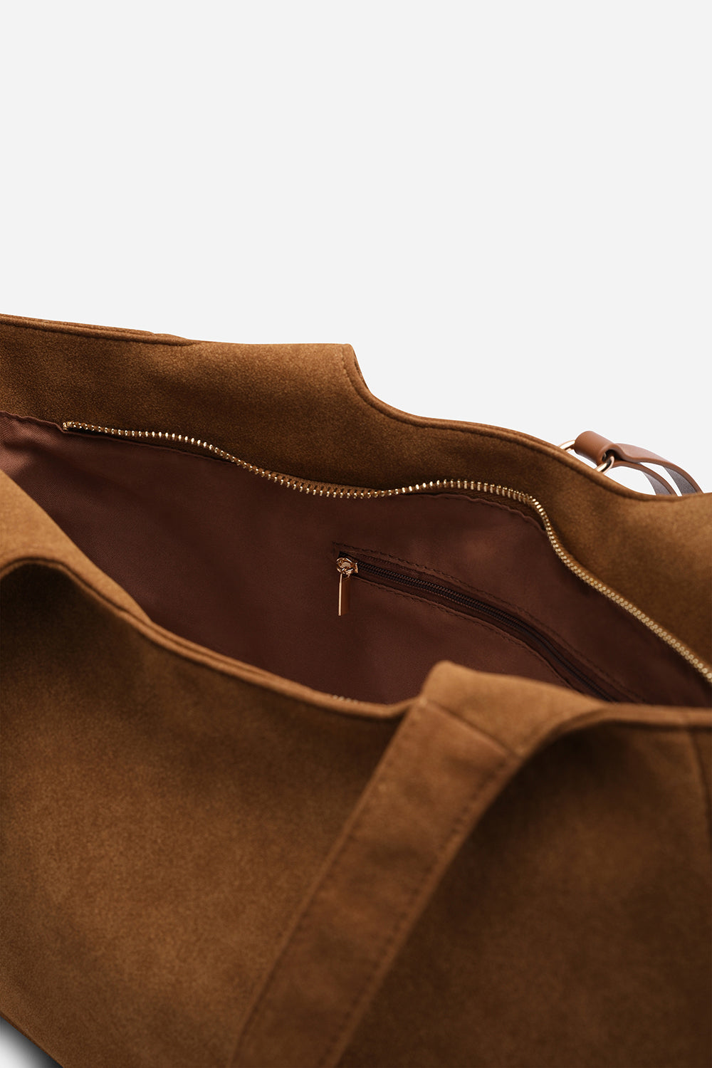 Cabana Cognac Suede Shoulder Tote Bag