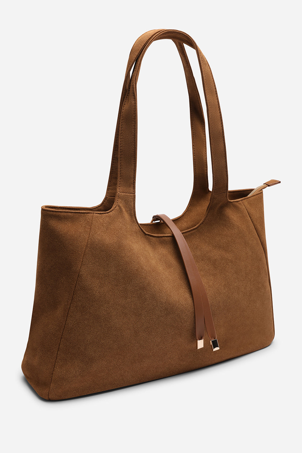 Cabana Cognac Suede Shoulder Tote Bag