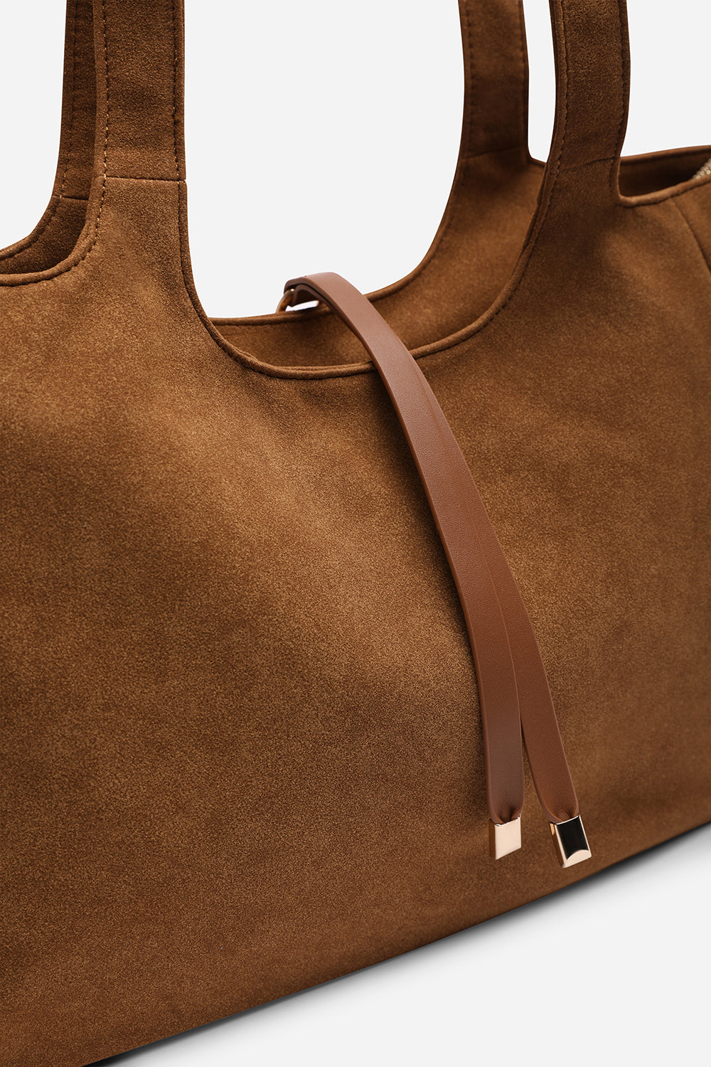Cabana Cognac Suede Shoulder Tote Bag