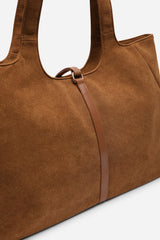 Cabana Cognac Suede Shoulder Tote Bag