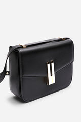 Delrio Gold Clasp Cross Body Tofu Bag In Black