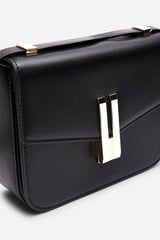 Delrio Gold Clasp Cross Body Tofu Bag In Black