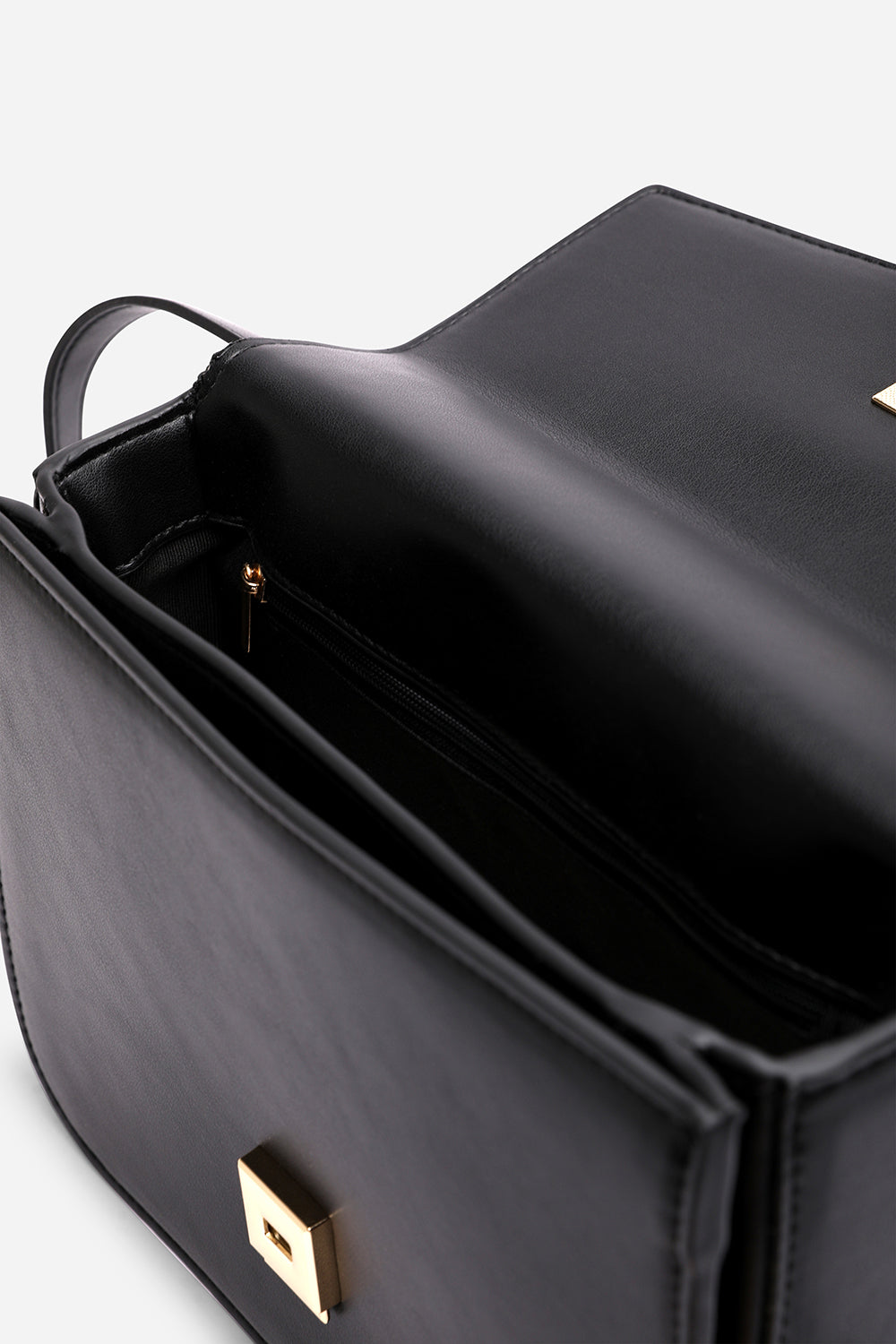 Delrio Gold Clasp Cross Body Tofu Bag In Black