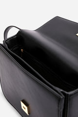 Delrio Gold Clasp Cross Body Tofu Bag In Black