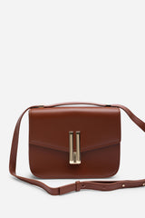 Delrio Gold Clasp Cross Body Tofu Bag In Dark Brown