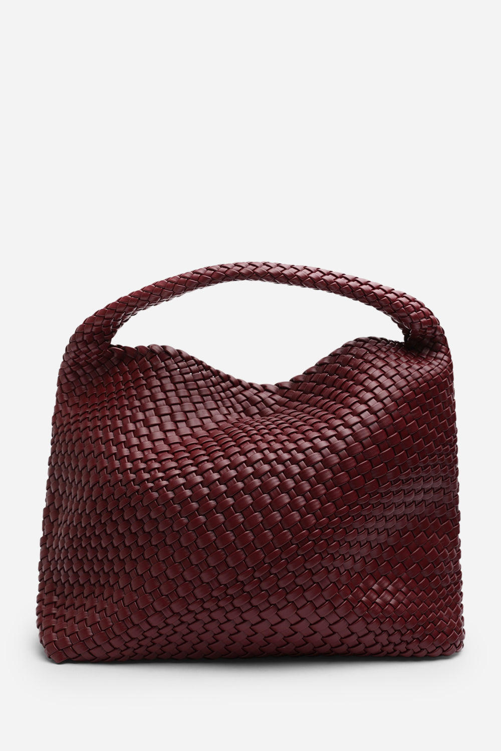 Stone Weave Detail Maroon Faux Leather Shoulder Bag