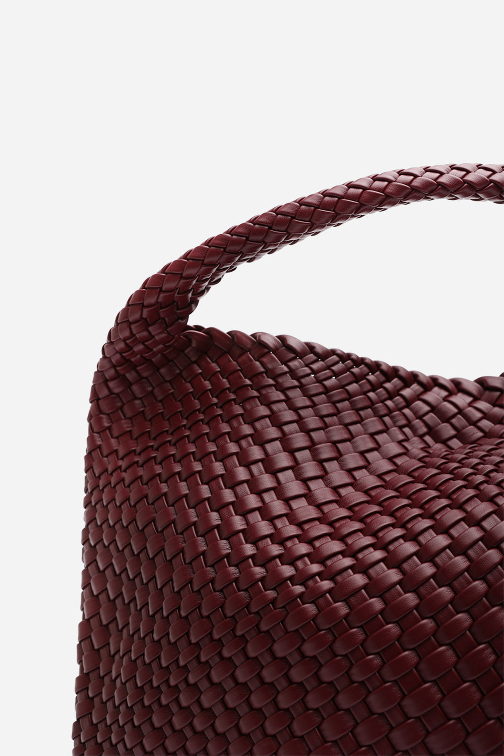 Stone Weave Detail Maroon Faux Leather Shoulder Bag