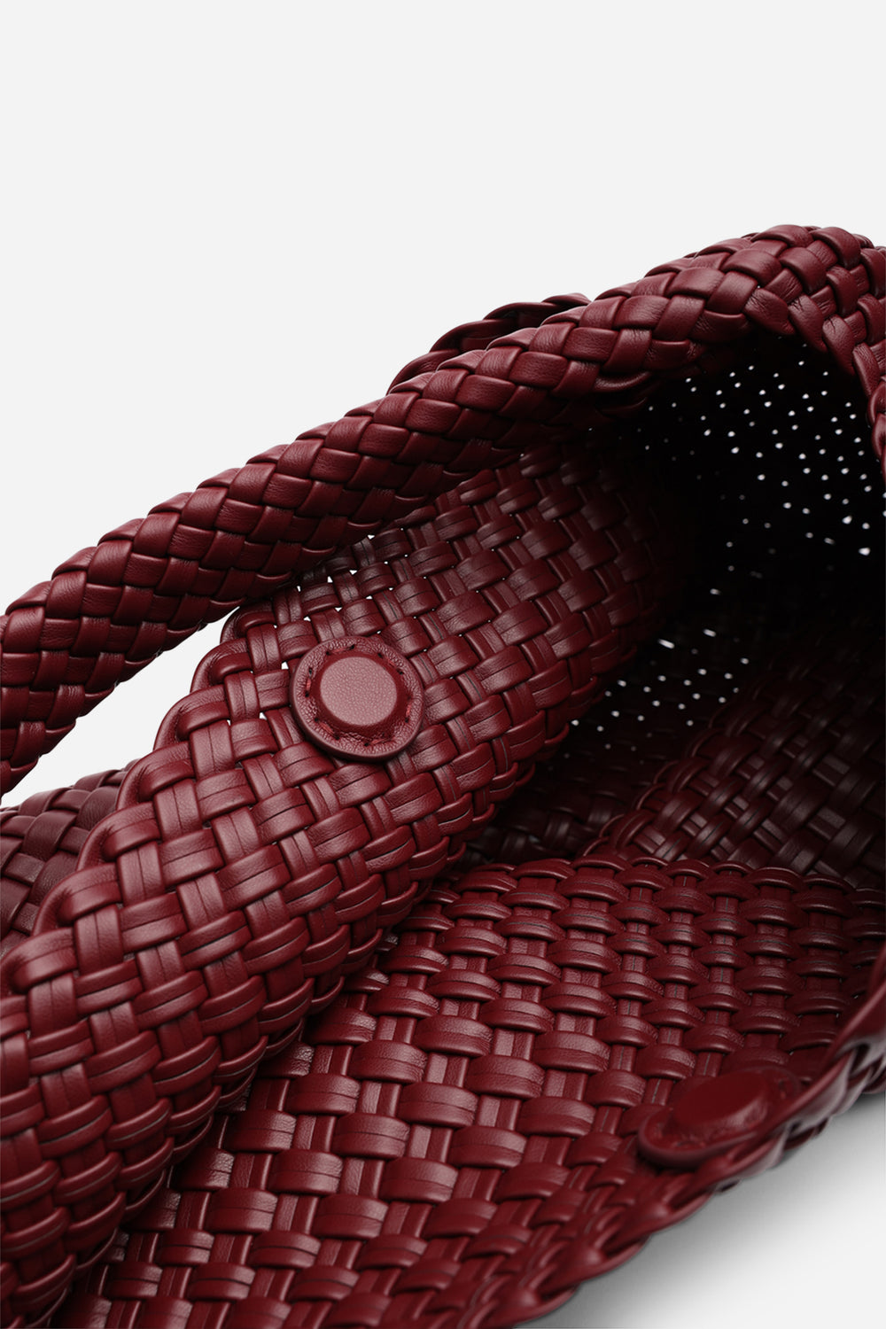 Stone Weave Detail Maroon Faux Leather Shoulder Bag