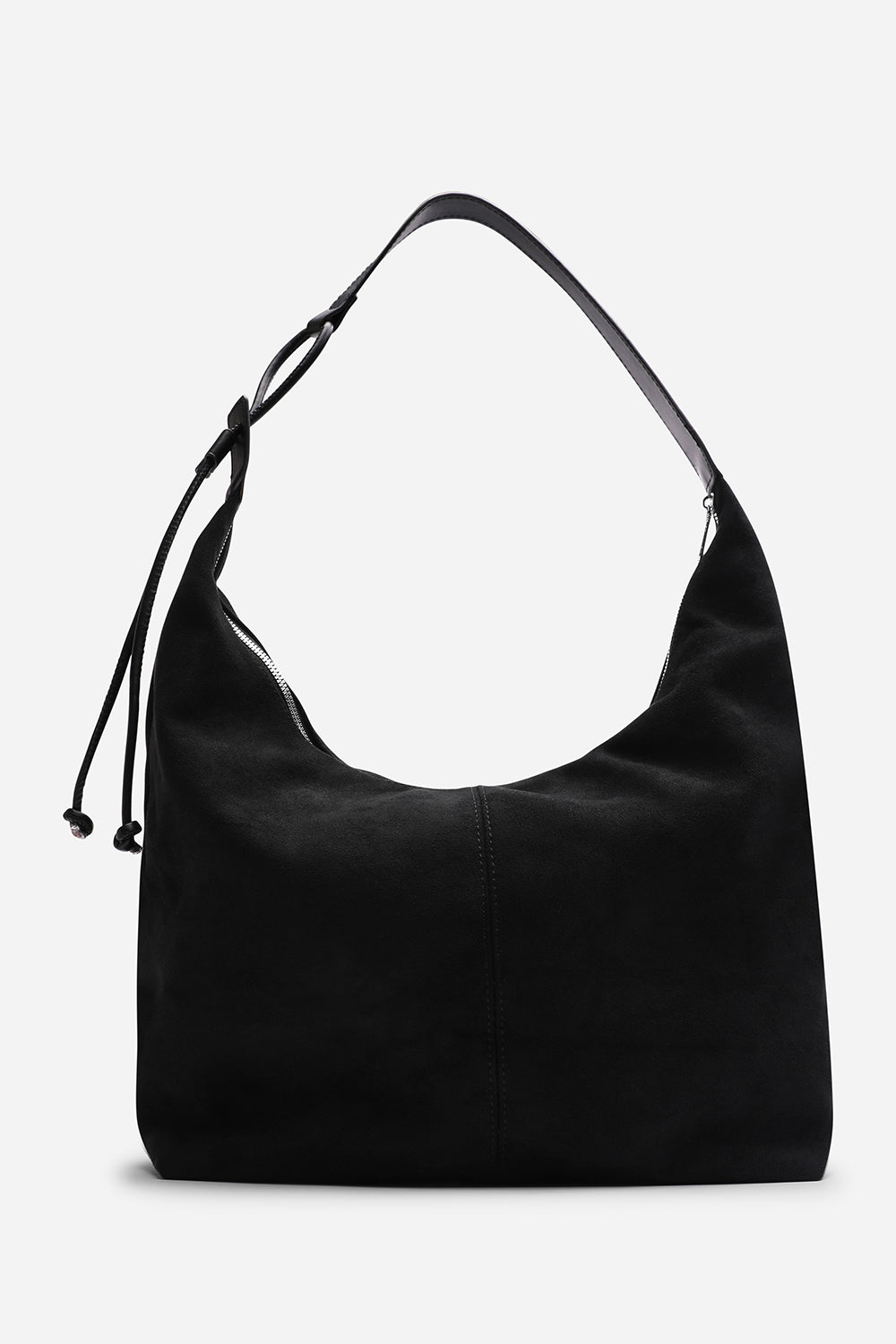 Elysia Slouchy Black Suede Shoulder Bag