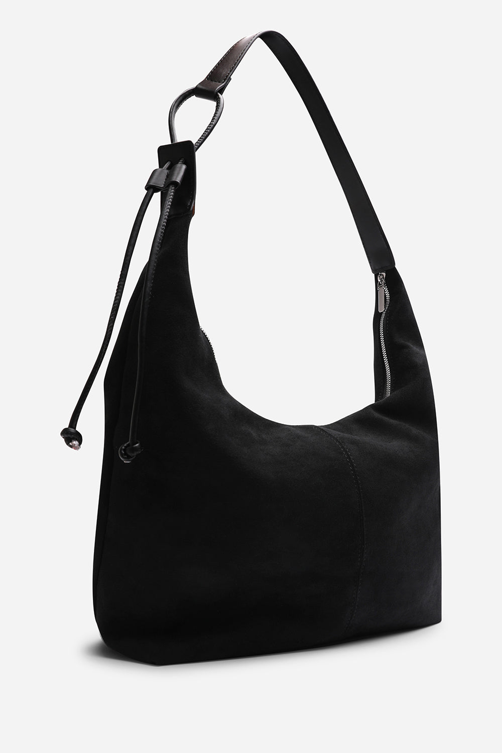 Elysia Slouchy Black Suede Shoulder Bag