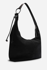 Elysia Slouchy Black Suede Shoulder Bag