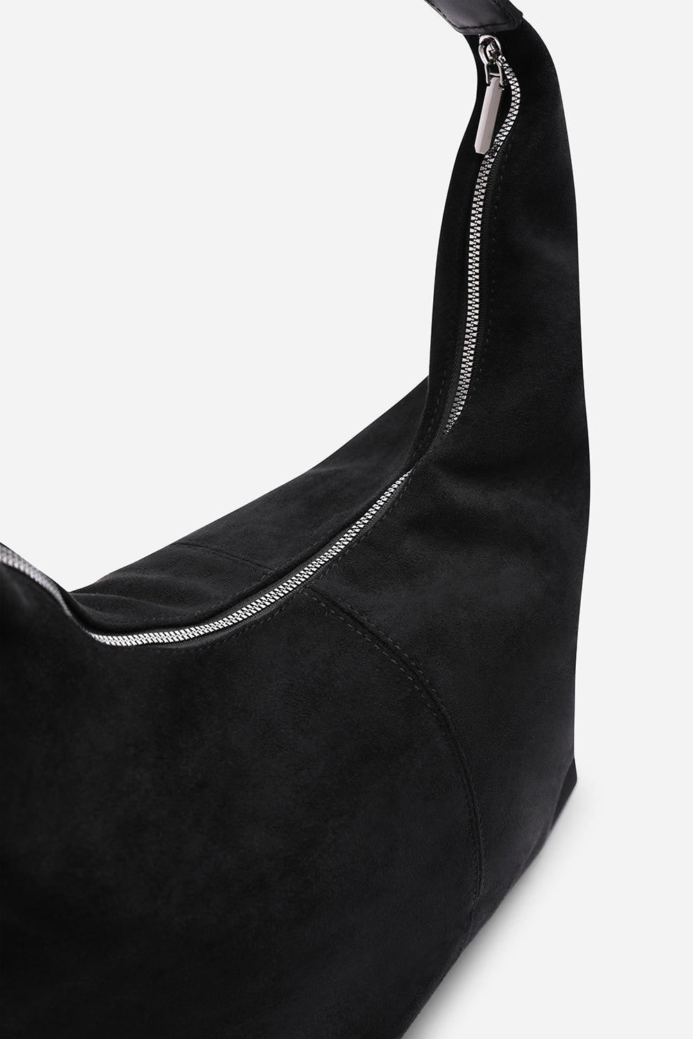 Elysia Slouchy Black Suede Shoulder Bag