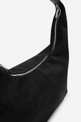 Elysia Slouchy Black Suede Shoulder Bag