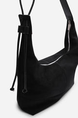 Elysia Slouchy Black Suede Shoulder Bag