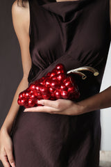 Jazz Maroon Grape Resin Clutch with Gold-Tone Accents