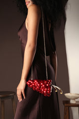 Jazz Maroon Grape Resin Clutch with Gold-Tone Accents