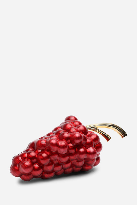 Jazz Maroon Grape Resin Clutch with Gold-Tone Accents