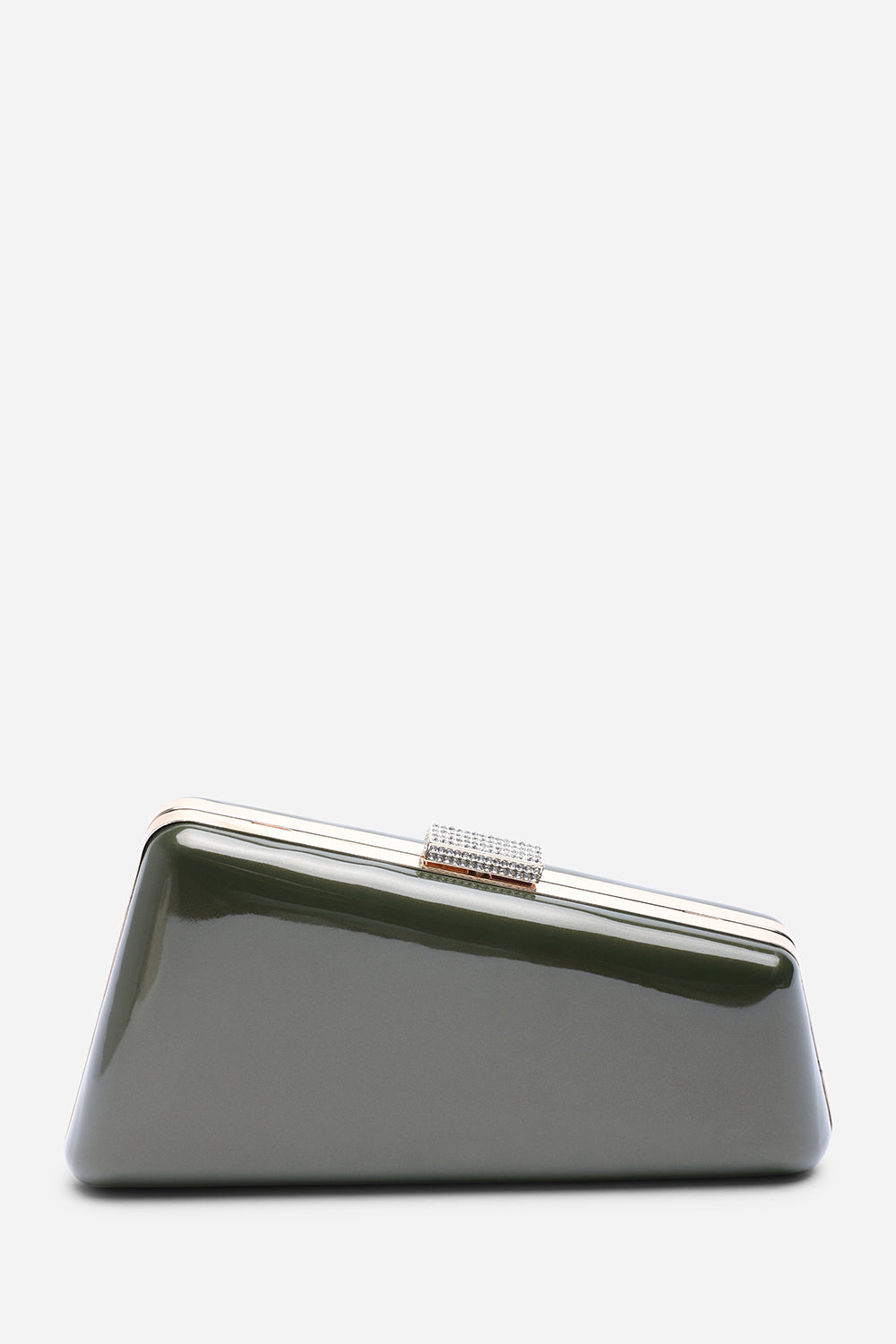 Lark Asymmetric Green Metallic Clutch Bag