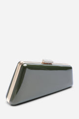 Lark Asymmetric Green Metallic Clutch Bag