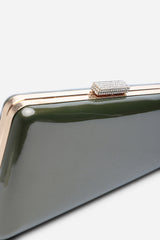 Lark Asymmetric Green Metallic Clutch Bag