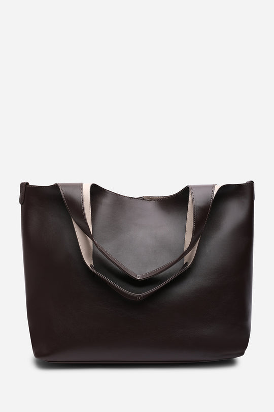 Citron Dark Brown Shoulder Tote Bag