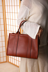Quarry Dark Brown Tote bag With Top Grab Handles