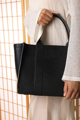 Quarry Black Suede Tote bag With Top Grab Handles