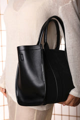 Quarry Black Suede Tote bag With Top Grab Handles