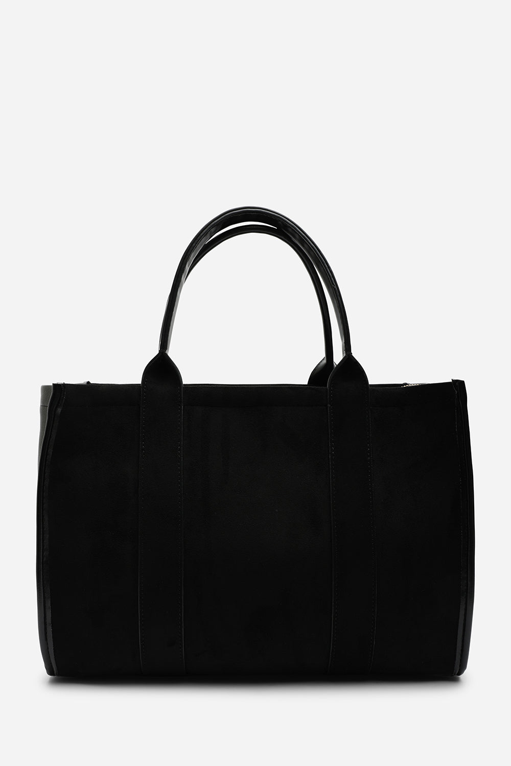 Quarry Black Suede Tote bag With Top Grab Handles