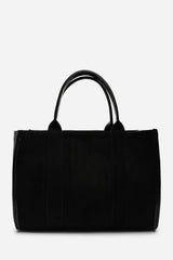 Quarry Black Suede Tote bag With Top Grab Handles