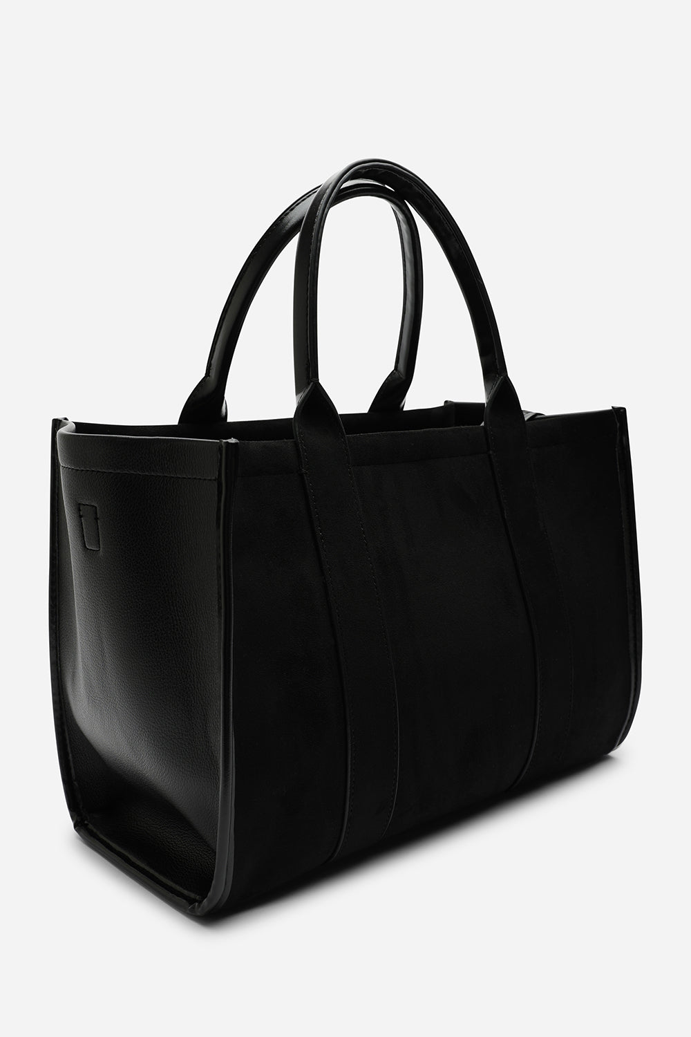 Quarry Black Suede Tote bag With Top Grab Handles