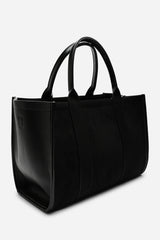 Quarry Black Suede Tote bag With Top Grab Handles