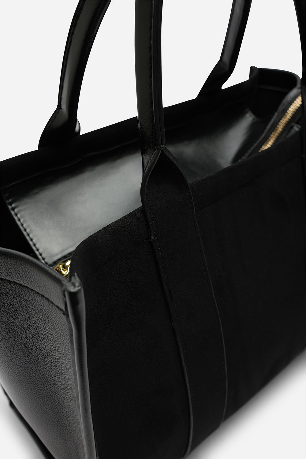 Quarry Black Suede Tote bag With Top Grab Handles