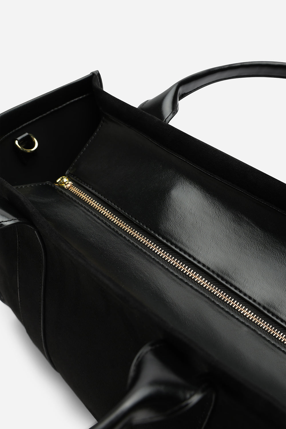 Quarry Black Suede Tote bag With Top Grab Handles
