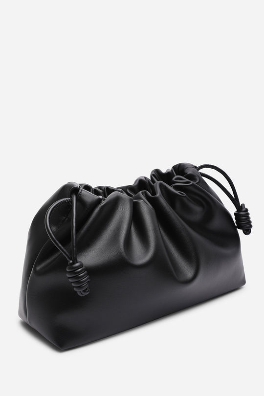 Auric Drawstring Shoulder Bag In Black