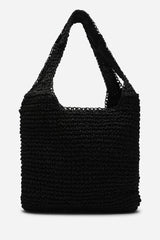 Islet Slouchy Black Raffia Shoulder Bag