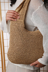 Islet Slouchy Brown Raffia Shoulder Bag