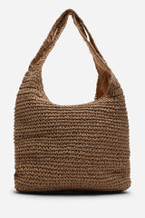Islet Slouchy Brown Raffia Shoulder Bag