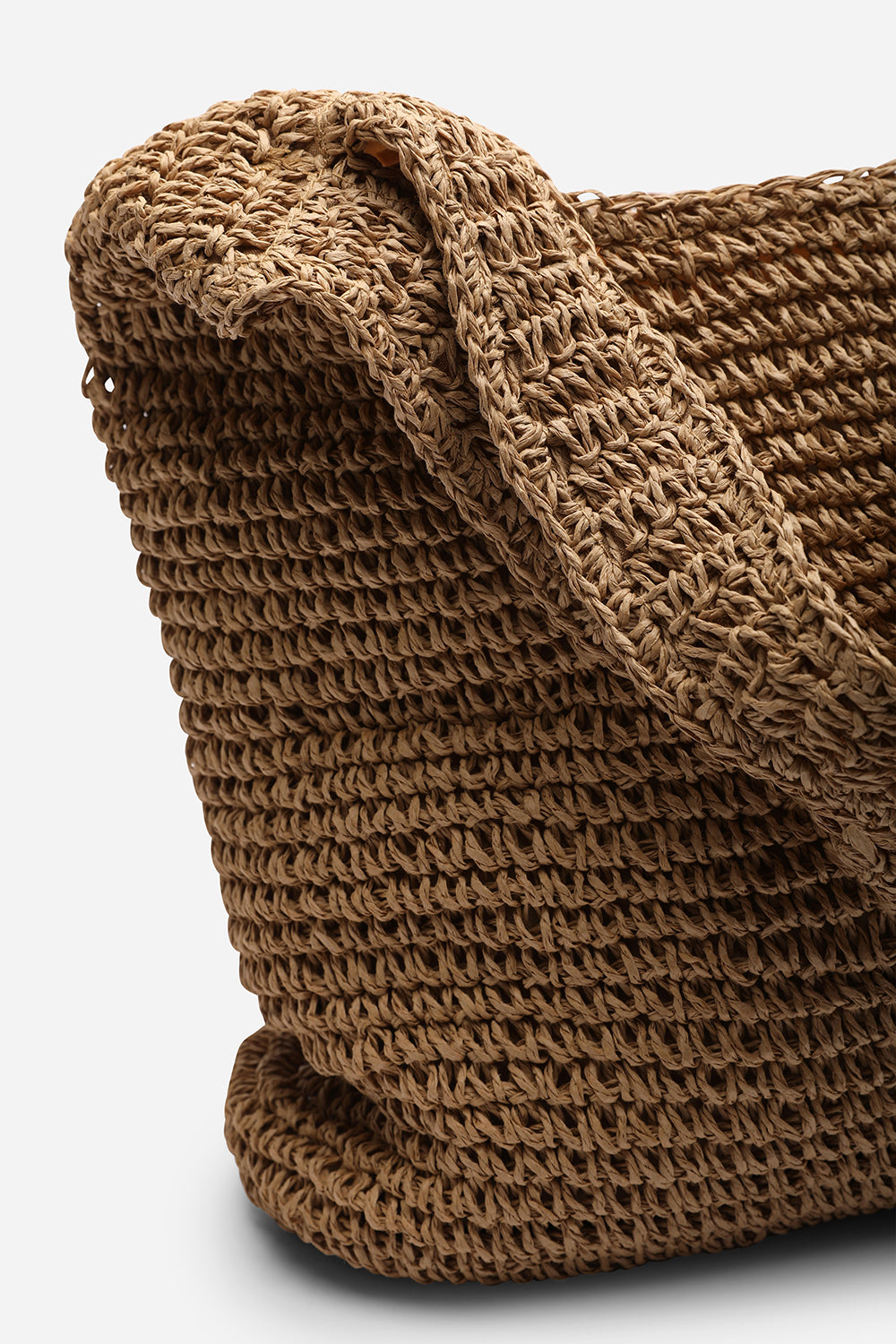 Islet Slouchy Brown Raffia Shoulder Bag