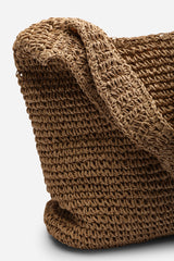 Islet Slouchy Brown Raffia Shoulder Bag