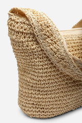 Islet Slouchy Cream Raffia Shoulder Bag
