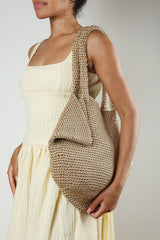 Givana Tan Woven Texture Shoulder Shopper Bag