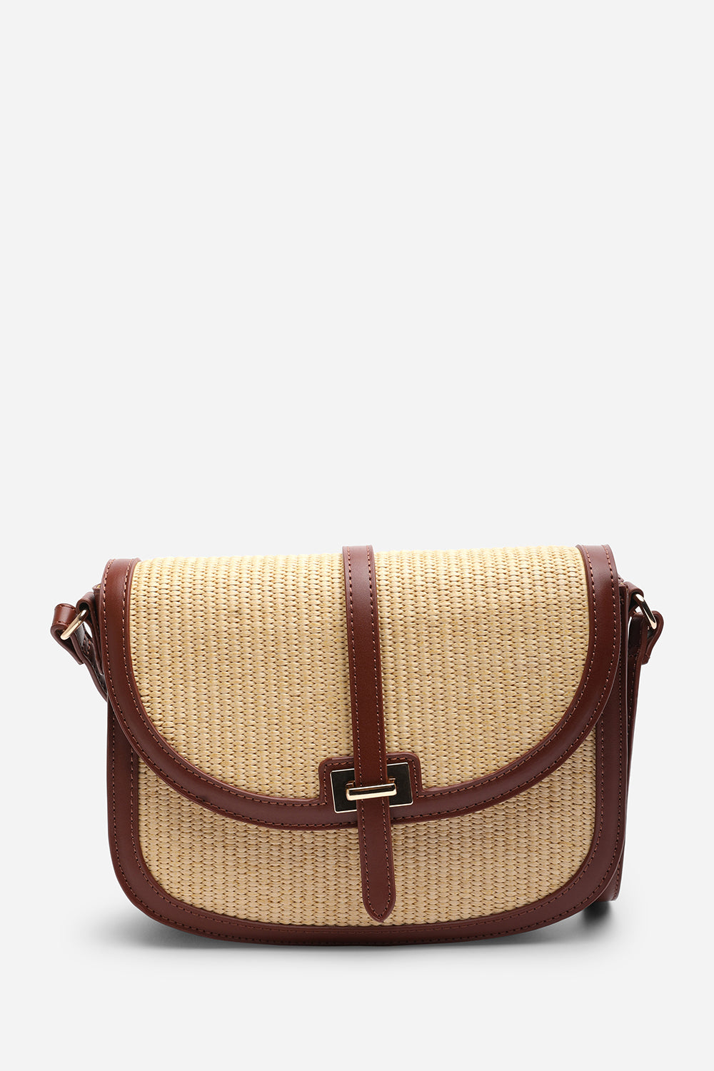Amira Raffia Cross Body with Flap Bag in Tan