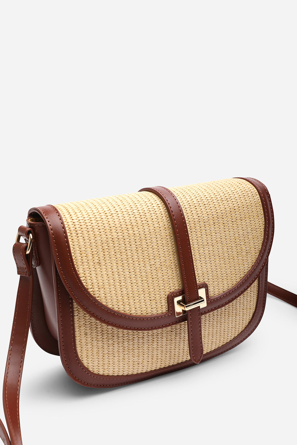 Amira Raffia Cross Body with Flap Bag in Tan