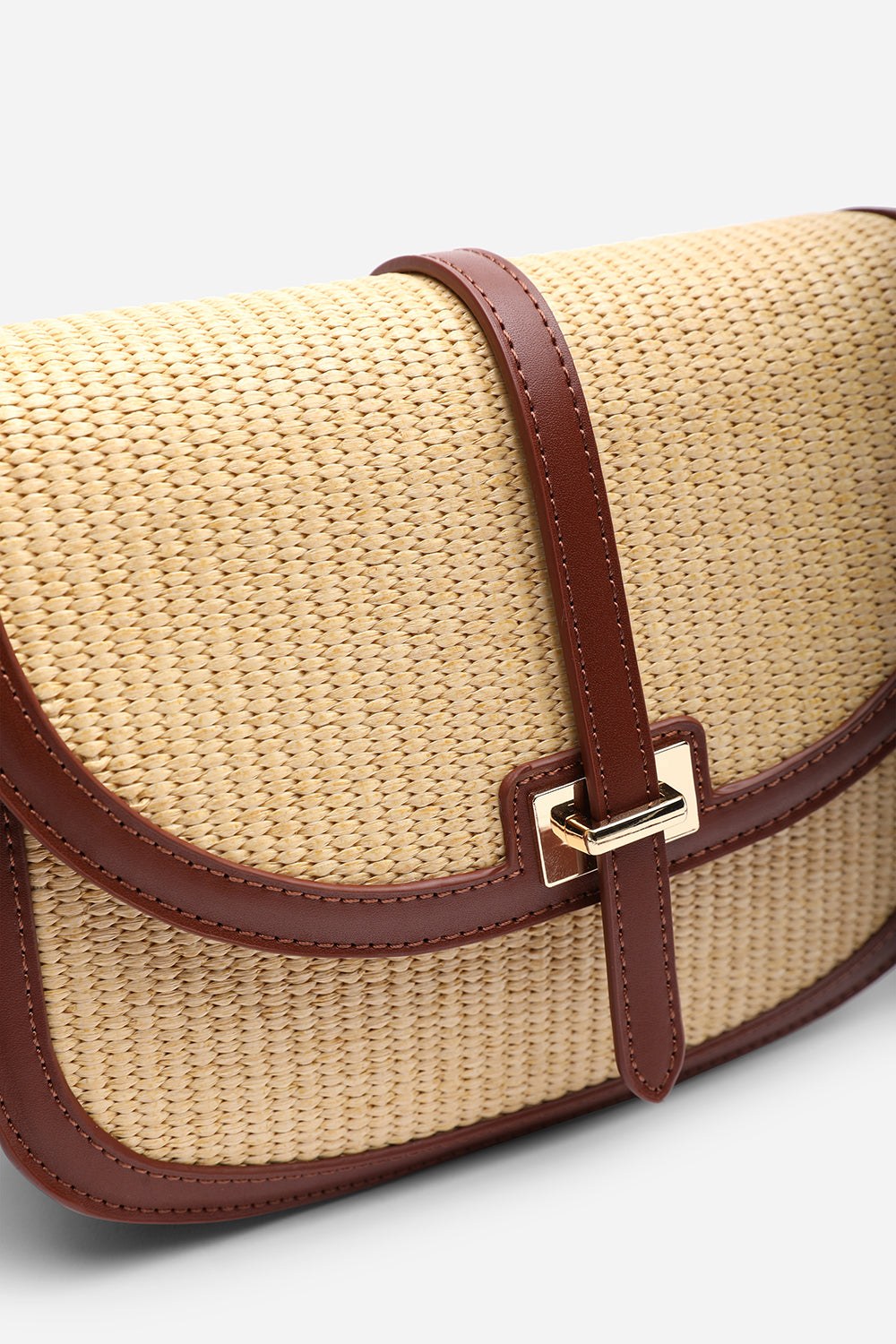 Amira Raffia Cross Body with Flap Bag in Tan