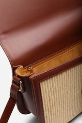 Amira Raffia Cross Body with Flap Bag in Tan