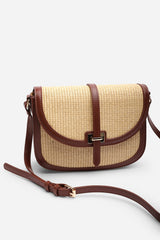 Amira Raffia Cross Body with Flap Bag in Tan
