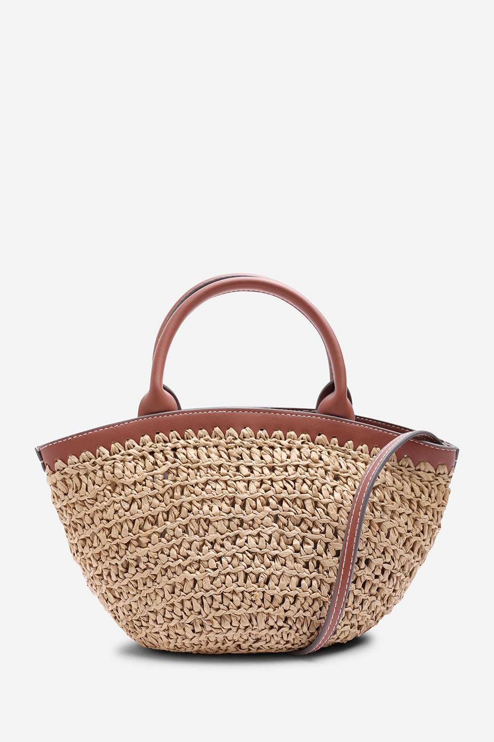 Jianna Woven Raffia Tote With Cross Body in Tan